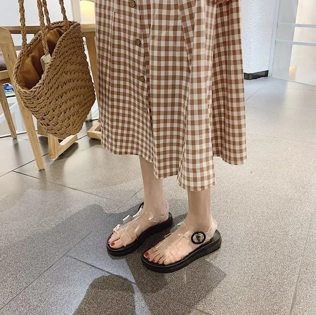 Transparent Strips Kawaii Flat Open Toe Summer Sandals