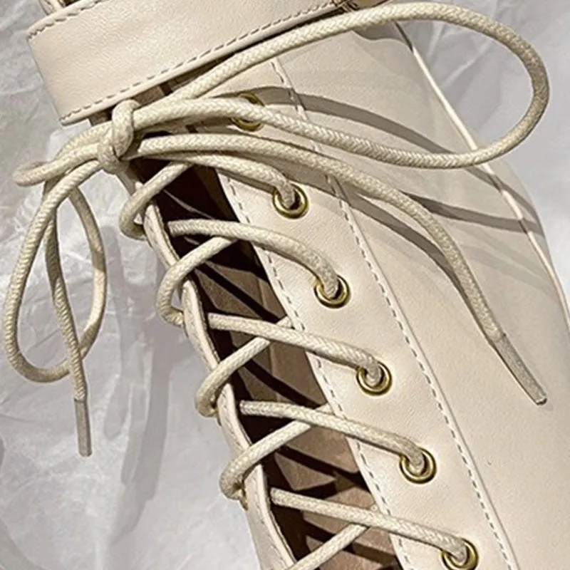 Women's 7cm/9cm Slim Heel Leatherette Rubber Sole Peep Toe Lace-up Jazz Shoes Dance Boots