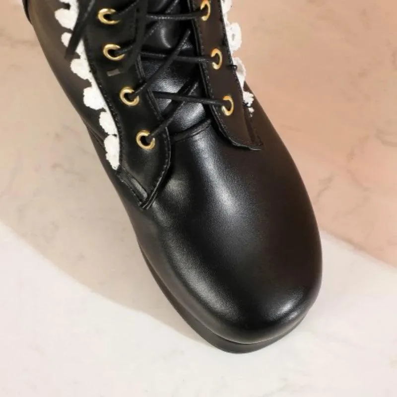 Women's Casual Shoes Ankle Boots Sweet High Heels Boots #U303