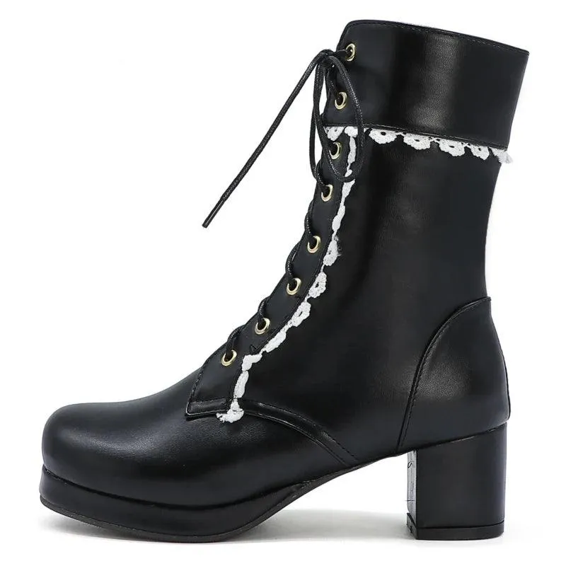 Women's Casual Shoes Ankle Boots Sweet High Heels Boots #U303