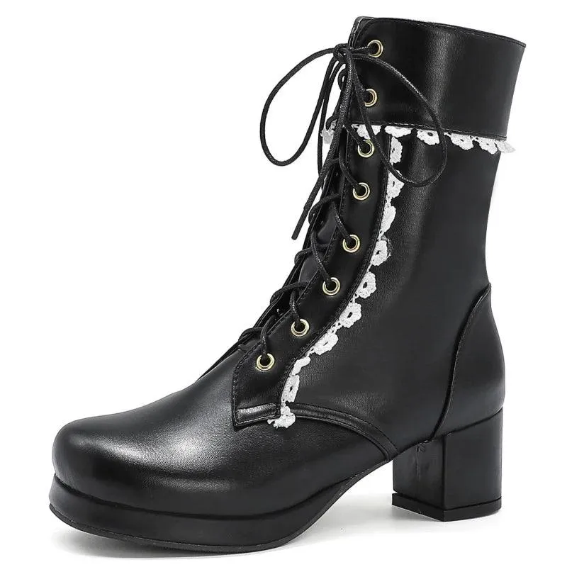 Women's Casual Shoes Ankle Boots Sweet High Heels Boots #U303