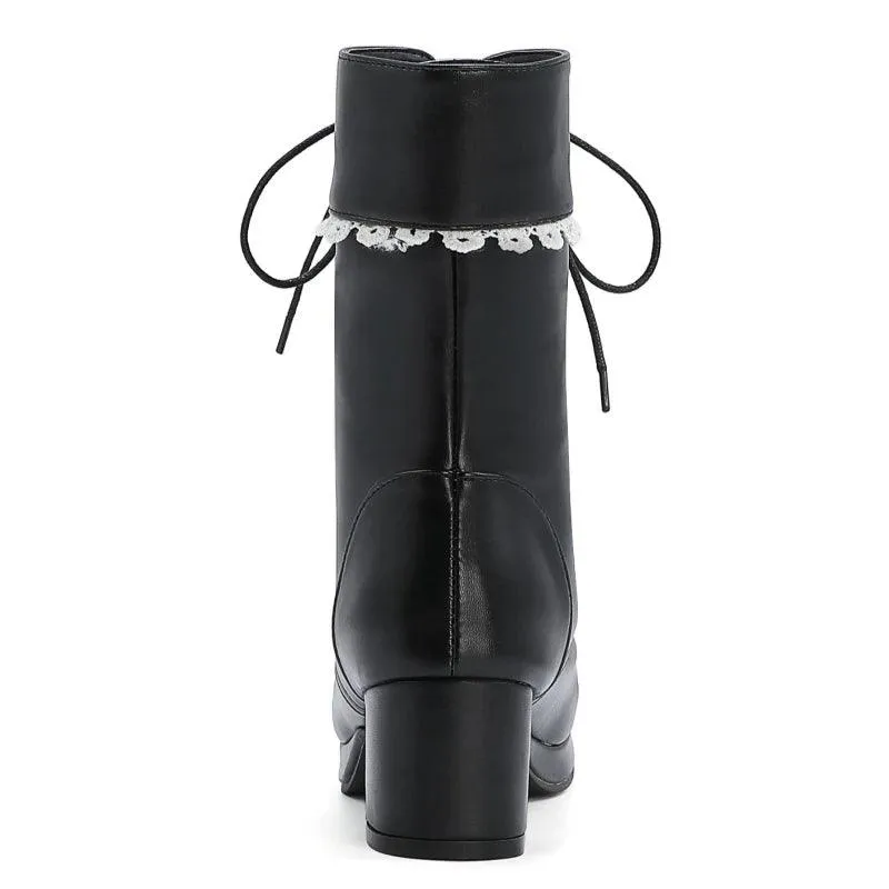 Women's Casual Shoes Ankle Boots Sweet High Heels Boots #U303