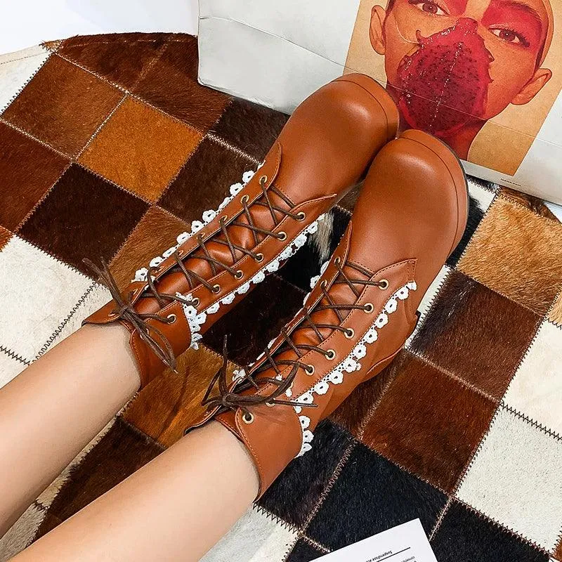 Women's Casual Shoes Ankle Boots Sweet High Heels Boots #U303