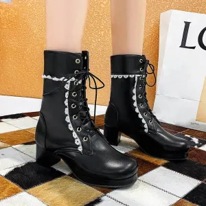 Women's Casual Shoes Ankle Boots Sweet High Heels Boots #U303