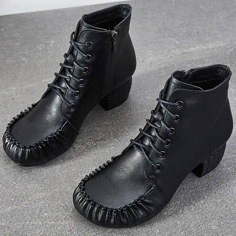 Women's Casual Shoes Handmade Leather Ankle Boots 2093