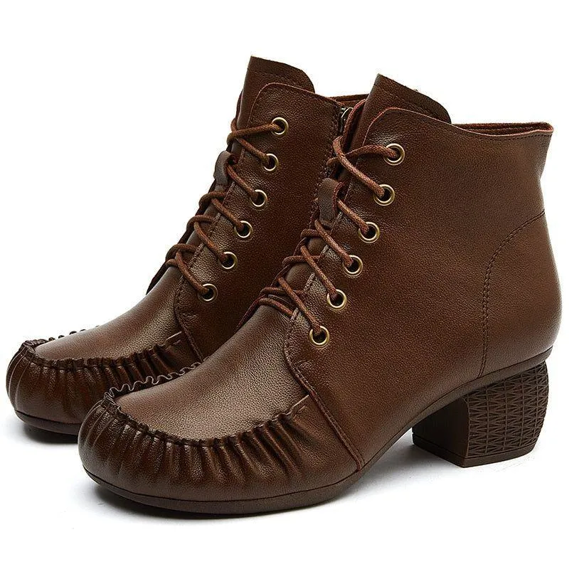 Women's Casual Shoes Handmade Leather Ankle Boots 2093