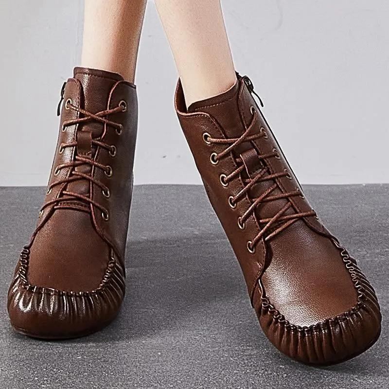 Women's Casual Shoes Handmade Leather Ankle Boots 2093