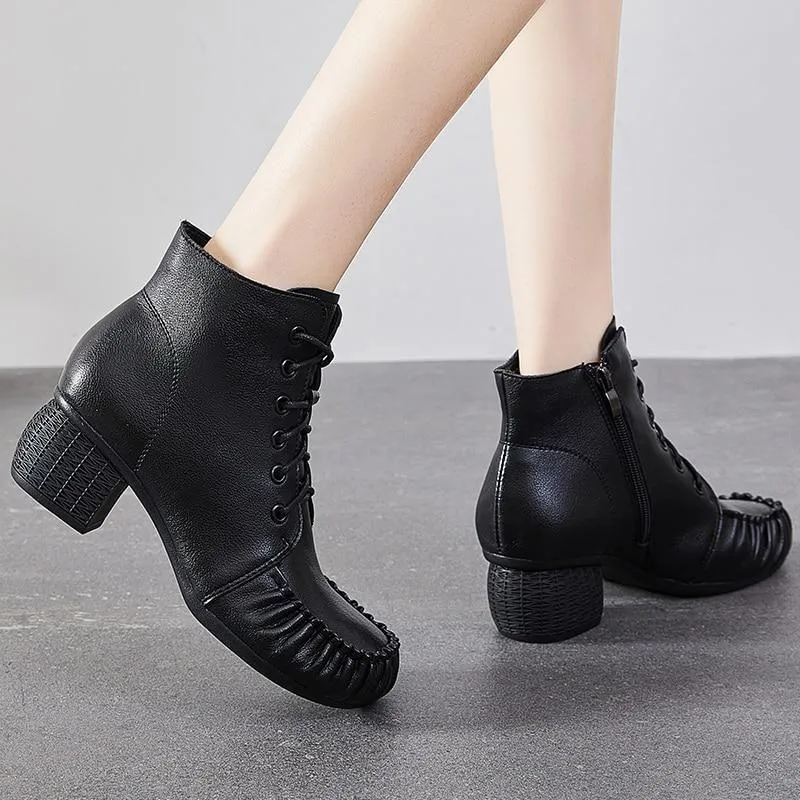 Women's Casual Shoes Handmade Leather Ankle Boots 2093