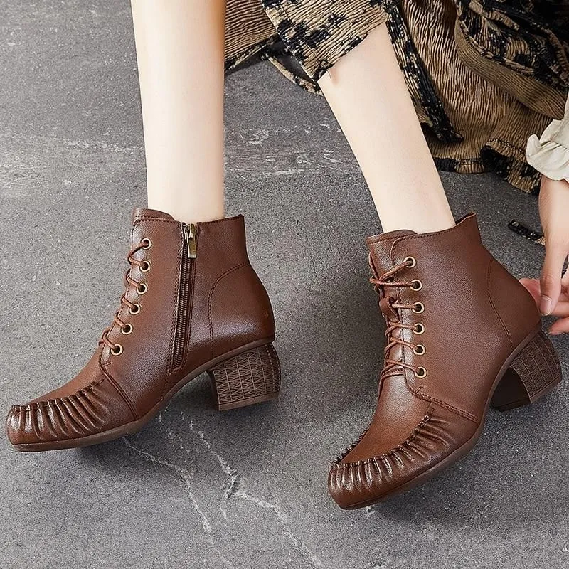 Women's Casual Shoes Handmade Leather Ankle Boots 2093