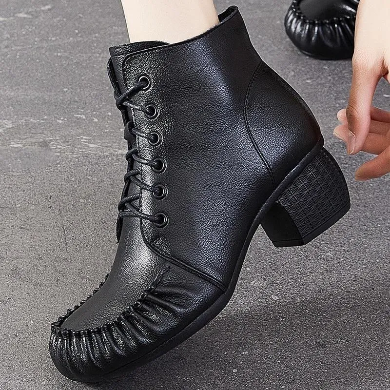 Women's Casual Shoes Handmade Leather Ankle Boots 2093