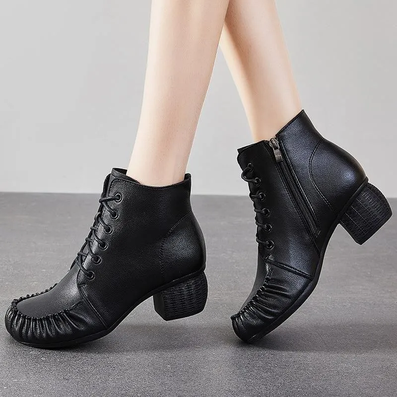 Women's Casual Shoes Handmade Leather Ankle Boots 2093