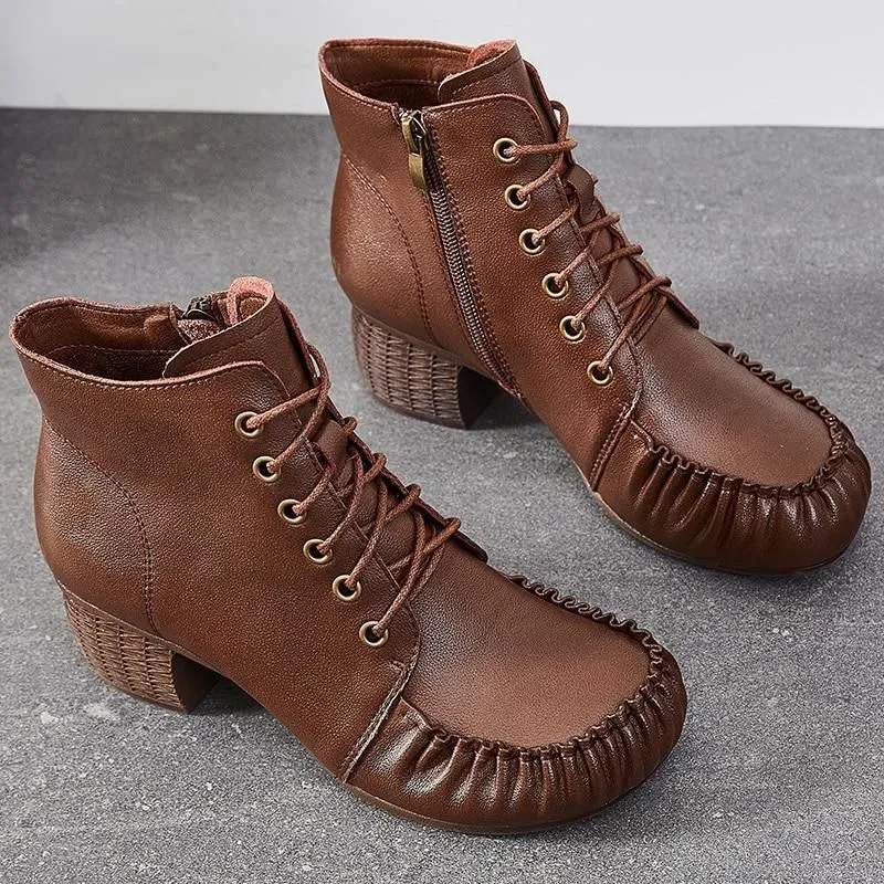 Women's Casual Shoes Handmade Leather Ankle Boots 2093
