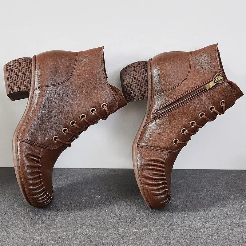 Women's Casual Shoes Handmade Leather Ankle Boots 2093
