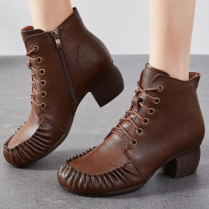 Women's Casual Shoes Handmade Leather Ankle Boots 2093