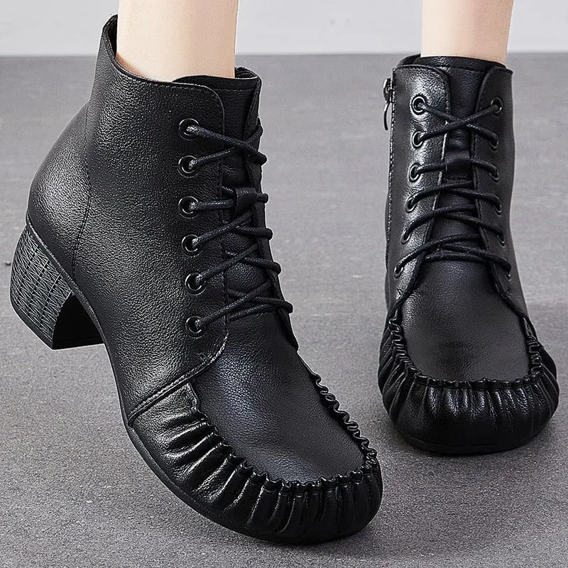 Women's Casual Shoes Handmade Leather Ankle Boots 2093