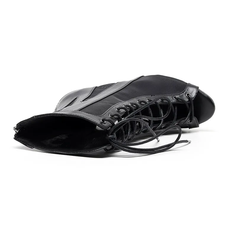 Women's Customized Heel Rubber Sole  Jazz Shoes Lace-up Dance Heels Boots