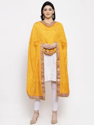 Women'S Yellow Bandhani Gotta Patti Dupatta