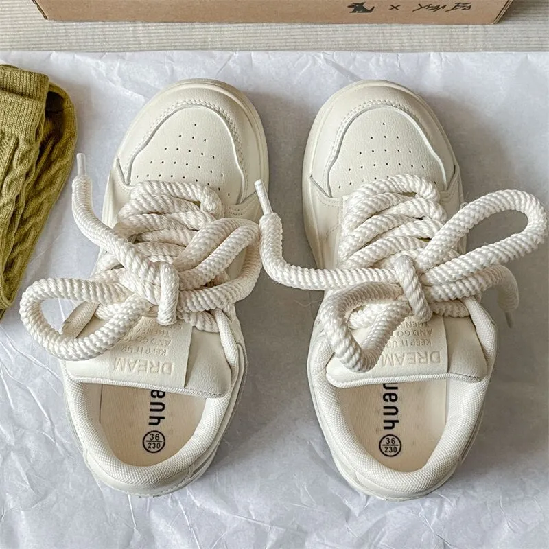xiangtuibao Fashion Women's Sneakers Casual Spring Autumn Tennis Shoes Woman Thick Sole NEW Lace Up Flats Shoes Sneakers Sports Shoes Ladies