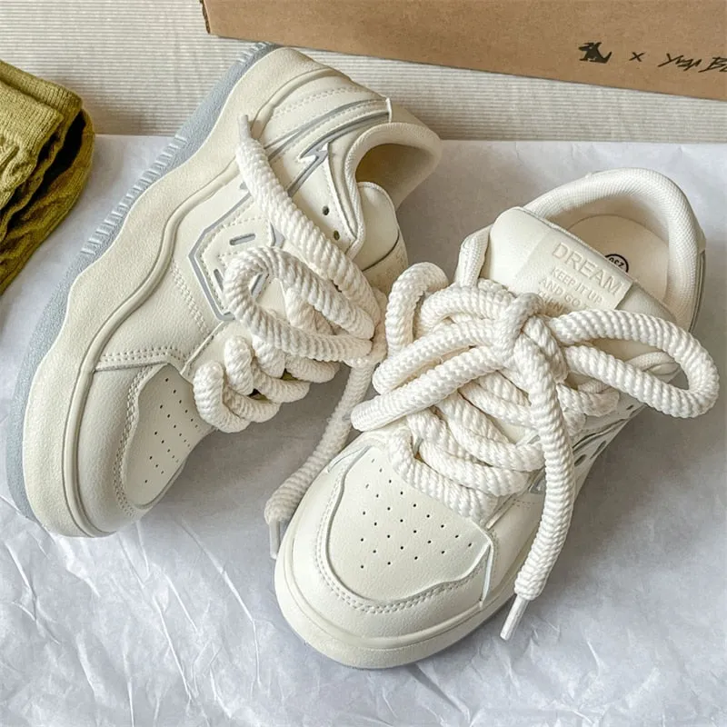 xiangtuibao Fashion Women's Sneakers Casual Spring Autumn Tennis Shoes Woman Thick Sole NEW Lace Up Flats Shoes Sneakers Sports Shoes Ladies