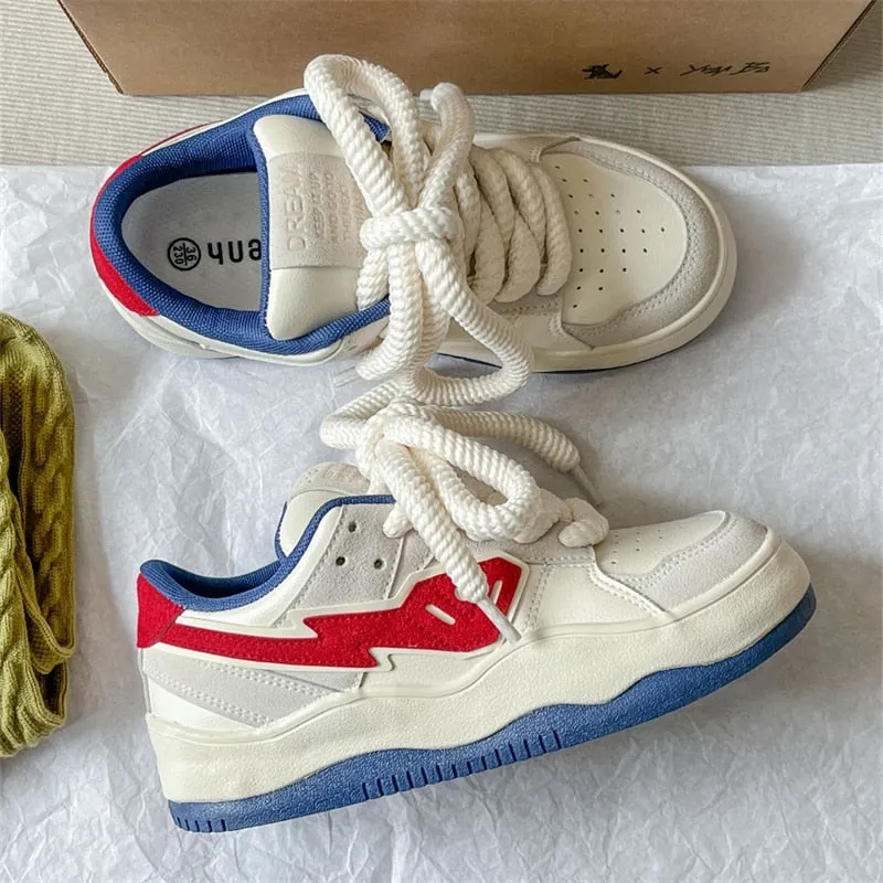 xiangtuibao Fashion Women's Sneakers Casual Spring Autumn Tennis Shoes Woman Thick Sole NEW Lace Up Flats Shoes Sneakers Sports Shoes Ladies
